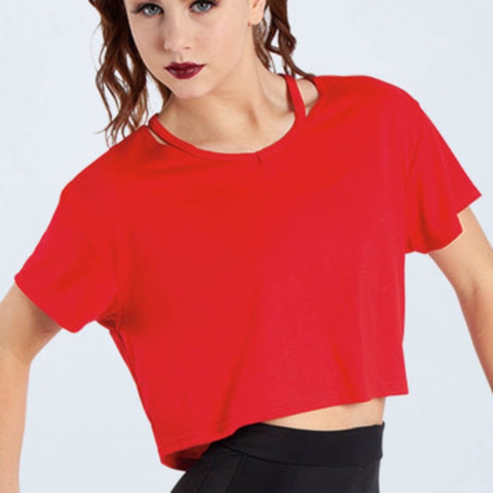 Red dance crop tops